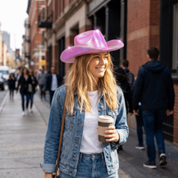 Glamorous Neon Western Hat Pearlescent Shine Glitter Finish Glitter Cowgirl Hat EVA All-match Cowgirl Party Hat Western Theme