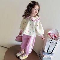 Girl's Baby Doll Collar Set Spring and Autumn Edition Girl's Baby Color Dot Hoodie Spring Casual Two Piece Set