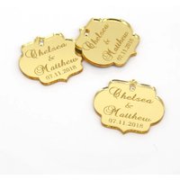 20Pcs Personalized Engraved Gold Mirror Acrylic Wedding Name Tag Bottle Label Custom Party Baby Shower Boutique Box Decoration