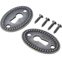 2pcs Antique Bronze Color Oval Shape Keyhole Cover Carved Hollow Connectors Jewelry Findings Antique Furniture Hardware