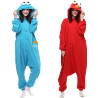 HKSNG New Animal Adult Elmo Sesame Cookie Kigurumi Pajamas Monsters Family Party Fleece Onesies Cosplay Costumes For Women Men