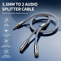 Riksoin 3.5mm Audio Splitter Cable, Male to Dual Female Headphone Jack Adapter for Couples, Music Sharing, Phone, Tablet, Laptop