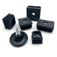 4Pcs PP Plastic Square/Round Adjustable Feet Pad M8 M10 Table Chair Furniture Leg Non-Slip Cover Pipe End Cap Floor Protector