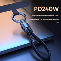 PD240W Keychain Short USB4.0 Data Cable Portable Keychain Kit 40Gbps USB C to Type C Charging Cable for Laptop Xiaomi Iphone