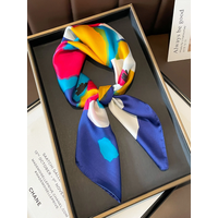 Low-key luxury womens headscarf is a must-have for spring and summer Imitation silk printed square scarf is fashionable 2024
