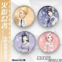 Naruto Anime Badge Set Hinata Naruto Sakura Sasuke Neji Cosplay Event Merchandise Anime Collectibles Metal Pins Japanese Manga