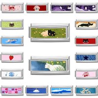 Y2K Lovely Animals Dogs Cats Pet Pink Italian Long Charm Fit 9mm Stainless Steel Women Men DIY Making Bracelet Jewelry Wholesale