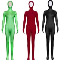 Zentai Suit for Adult Cosplay Leotard Full Bodysuits WomenGreen Screen Suit One Piece Catsuit Halloween Costumes (Face Revealed)