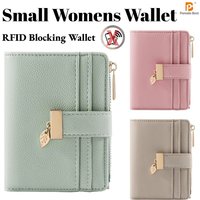 PU leather Green Women Wallets Coin Purse for Women Credit Card Holder with ID Window Small Purse With Zipper Coin Pocket