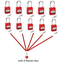 10-pieces 6*38MM Steel Shackle KD KA Dustproof Safety Padlocks with Master Key for Lockout Tagout