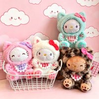 Cute KT Cat Plush Keychain Pendant Soft Stuffed Doll Cartoon Kitty Bag Charm Ornament Mini Plush Toy Gift kawaii