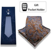 7CM Men's Luxury 2pcs Tie Set Paisley Wedding Blue Brown Green Necktie Handky Gift For Men Fashion Designer Business Party Tie
