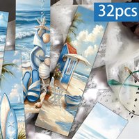 32pcs, Summer Beach Theme Bookmark, a loving gift for bookworms, friends, and teachers, DIY decorative page marker