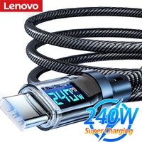 Lenovo Type C To Type C 240W Cable Phone Super Fast Charging Cable With Led Display Usb To Type-c Data Cord For Xiaomi Huawei