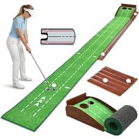 Golfmatte Leichtgewichtige Golf-Trainingsmatten Tragbare Putter-Übungsmatte für Innen und Außen Golf-Sportmatte mit Massivholzschienen und Nylonpolsterung