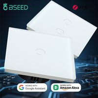 BSEED 1/2/3Gang Zigbee interrupteur tactile interrupteur d'éclairage mural avec prise ue intelligente prise en charge Google Alexa Tuya contrôle pas de ligne neutre