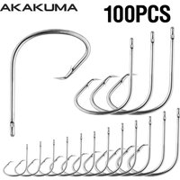 100Pcs High Carbon Steel Fishhooks Black Barbed Hook Strong Saltwater Assist Jigging Lure Hook Size 1#-10/0#