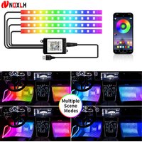 LED Car Interior Ambient Foot Light Backlight Magic Color RGB Wireless Music App Control Auto Atmosphere Decorative Neon Lamp
