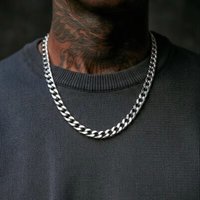 6/8mm Stainless Steel Cuban Link Chain goth y2k necklaces,man's Gold/silver necklace american retro neck decoration