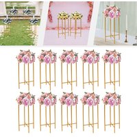 10-pcs Gold Wedding Flower Stand 23*23*57/76 Banquet Balloon Flower Rack Foldable Steel Rack Wedding Centerpieces Flower Stand