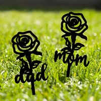 HelloYoung Graveyard Tombstone Plaque Stake Marker Rose Shaped Memorial Stake Grave Decoration, Sympathy Garden Stake
