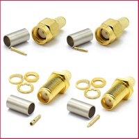 2/10pcs SMA RPSMA Male Plug / Female Jack Bulkhead Crimp RF Coaxial Connector For RG58 LMR195 RG142 RG400 Cable Wire Terminal
