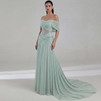 Elegant Chiffon Evening Dress Exquisite Sweep Train Prom Dresses Fashion Off the Shoulder Customized Special Occasion Gowns