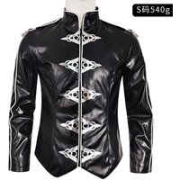 MJ Michael Jackson cosplay outfit Michael Jackson black leather punk heavy metal V8 leather jacket