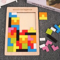1 zestaw drewniane klocki Puzzle łamigłówki zabawka Tangram układanka inteligencja kolorowe 3D rosyjskie klocki Montessori edukacyjne