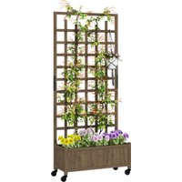 qwWooden Trellis Planter, Raised Beds for Garden with Wheels and Bed Liner, Privacy Screen Planter Box to Grow Vegetables, Herbs and Flowers for Garden, Patio, Decke