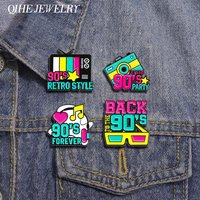 Back To The 90s Enamel Pins Custom Let's Go 90's Party Nostalgia Brooches Clothes Lapel Badges Retro Jewelry Gift for Friends