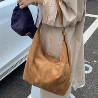 Zipper Suede Matte Hobo Bag Large Capacity Handbag Vintage PU Crossbody Bag Korean Style Solid Color Female Tote Bag Children