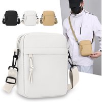 Simple solid color canvas mini square bag lightweight men crossbody casual shoulder bag