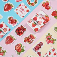46 Pieces/box Of Fruit Strawberry Shaped Box Stickers Student Stationery Decoration Materials Handmade DIY Decoration Collage