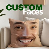 Benutzerdefinierter, lustiger Gesichts-Fotodruck-Kissenbezug, DIY nur Gesicht, personalisierter Kissenbezug, Kissenbezug aus Polyesterstoff, Heimdekor