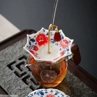 Blue and White Umbrellas Tea Filters Ceramic Strainer Ceremony Decoration Ornaments Tea Accessories Gift for Friends Tea Infuser