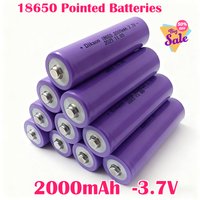 18650 Pointed Batteries 2000mAh 3.7VLithium-ion Rechargeable Battery Fast Charging, High Quality, Suitable for Flashlights
