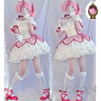 Puella Magi Madoka Magica Cosplay Kostüm Perücke Petticoat Schuhe Kaname Madoka Rosa Kurzes Ballkleid Halloween Party Uniform Outfit