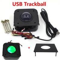 RAC-Trackball USB Arcade Game Trackball Mouse Illuminated LED USB Connector With Mounting Plate Bracket Kit