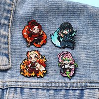 4Pcs Demon Slayer Enamel Pins Set Rengoku Mitsuri Yoriichi Muichiro Brooches for Backpacks Bags Lapel Badges Jewelry Gift for Fa