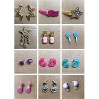 Rainbow Doll Earrings Colorful Doll Decors DIY Doll Dressing Accessories Red Purple Silvery Gold Doll Earrings