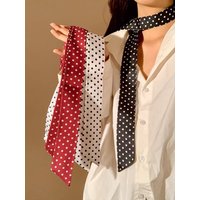 New Fashion Women's Polka Dot Simple Narrow Long Scarf Satin Ribbon Headbands Bag Tie Korean Style Versatile Fashion Accessories