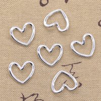 50pcs Charms Twisted Love Curved Heart 15x17mm Tibetan Silver Color Pendants Antique Jewelry Making DIY Handmade Craft
