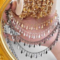 0.5/1/2m Rhinestone Handmade Chain Feather Star Tassel Chain DIY Bracelet Necklace Headwear Jewelry Clothing Accessories