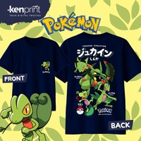 Anime Pokémon Treecko Evolution Printed Cotton T-shirt Summer Men's and Women's Harajuku Clothing Fashion Casual Street T-shirt