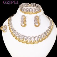 GZJPEI Two Tone Miami Chain Jewelry Set Chunky Charms Bracelet Cuba Necklace Ethiopia Dubai Women's Jewelry Christmas Gifts