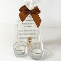 10PCS Arch 1mm Acrylic Card Bar Mitzvah Souvenir Invitation Card Jewish Blessing Shabbat Candle Lighting Memory Card with Holder