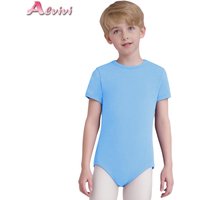 Kids Special Needs Adaptive Clothing Leotard Round Neck Short Sleeve Press Buttons Crotch Solid Bodysuit One Piece Jumpsuit