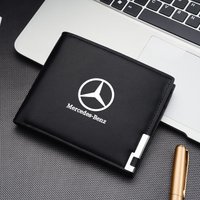 Leather Car Logo Short Wallet Men Card Storage Bag For Mercedes Benz A B C S Class W210 W108 W205 W203 C180 C300 W124 W177 C260