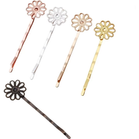 BoYuTe (50 Pieces/Lot) Metal Brass Flower Filigree Hairpin Materials Hair Barrette Diy Handmade Jewelry Accessories
